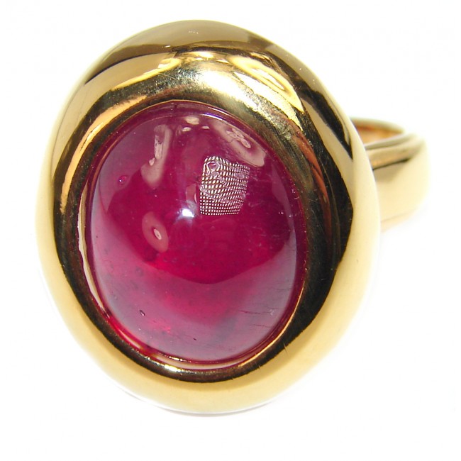 Passionate Love Red Ruby 18K Gold over .925 Sterling Silver handmade Cocktail Ring s. 8