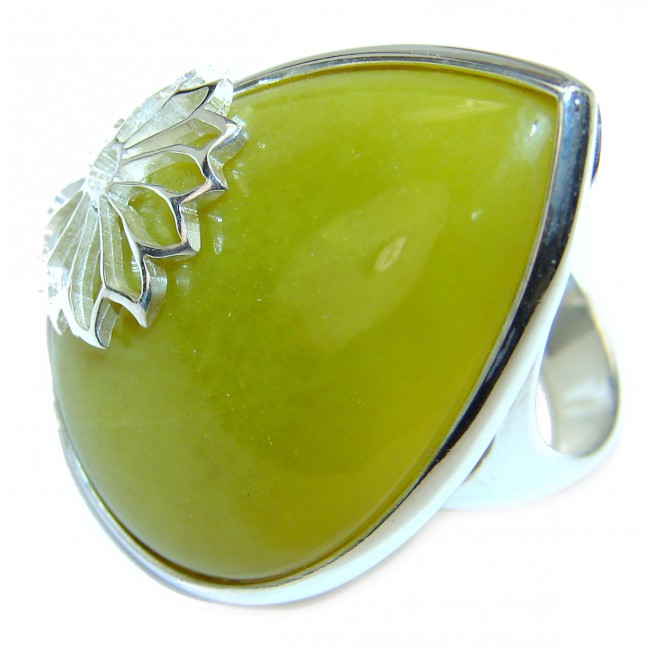 Natural Beauty Green Peruvian Opal .925 Sterling Silver ring s. 8