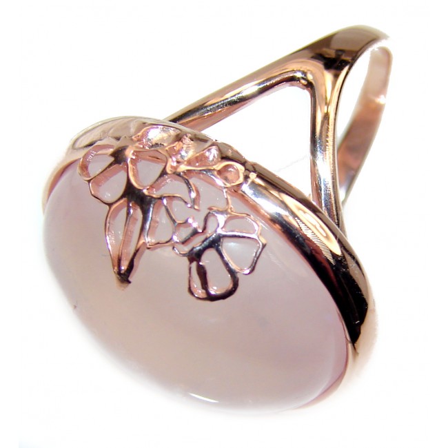 Rose Garden Authentic Rose Quartz .925 Sterling Silver brilliantly handcrafted ring s. 7 1/4