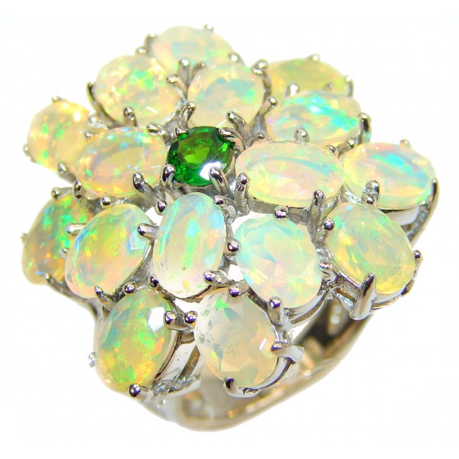 Incredible Genuine 77.5 carat Ethiopian Opal 18K Gold over .925 Sterling Silver handmade Ring size 8 1/2