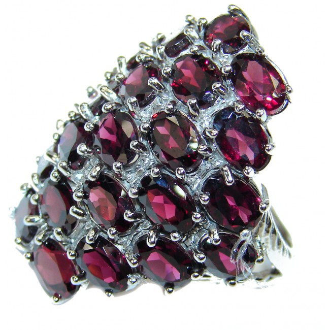Large Authentic Garnet .925 Sterling Silver handmade Ring s. 8