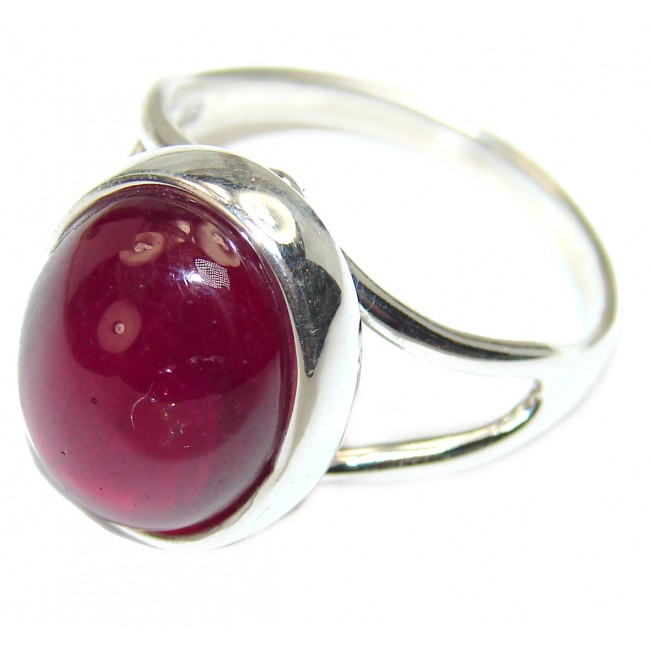 Falling in Love Red Ruby .925 Sterling Silver handmade Cocktail Ring s. 10 1/4