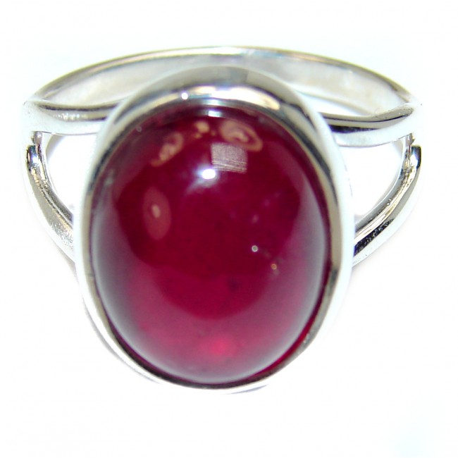 Falling in Love Red Ruby .925 Sterling Silver handmade Cocktail Ring s. 10 1/4
