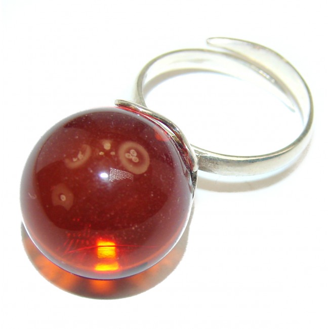 Excellent quality Baltic Amber .925 Sterling Silver handcrafted Ring s. 7 adjustable