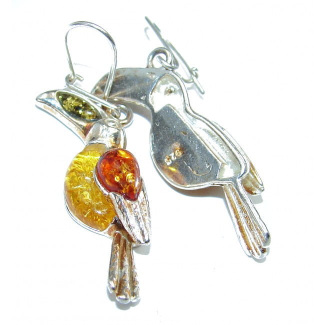 Modern Beauty Amber .925 Sterling Silver entirely handcrafted earrings