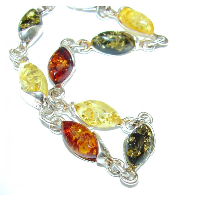 Beautiful genuine Baltic Amber .925 Sterling Silver handcrafted Bracelet