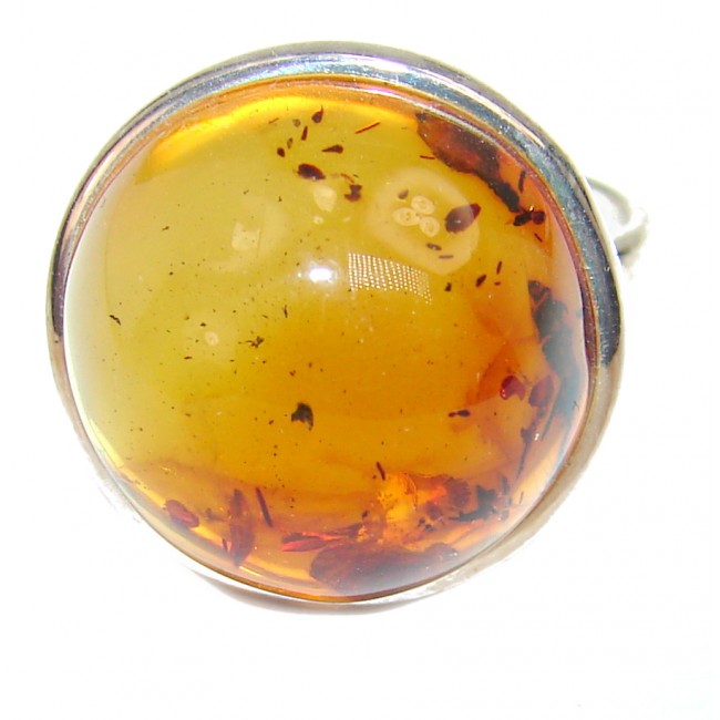 Amber .925 Sterling Silver handcrafted Ring s. 9
