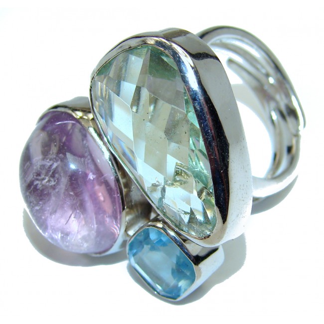 Purple Beauty 68.5 carat Amethyst .925 Sterling Silver Ring size 7 adjustable