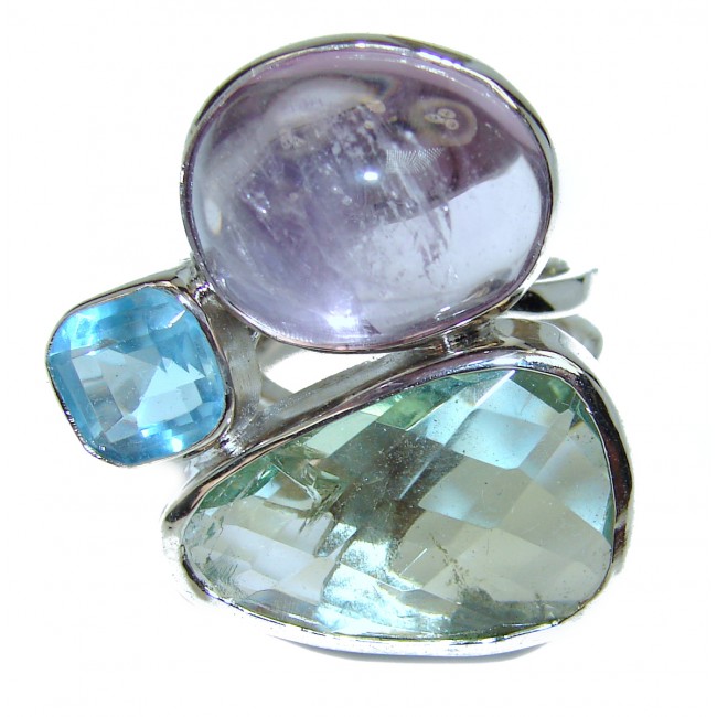 Purple Beauty 68.5 carat Amethyst .925 Sterling Silver Ring size 7 adjustable