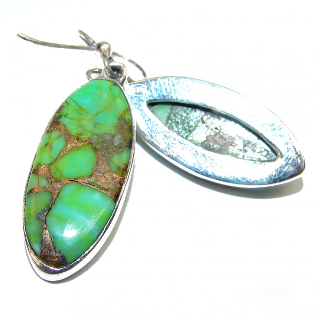 Incredible Green Turquoise .925 Sterling Silver earrings