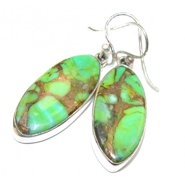 Incredible Green Turquoise .925 Sterling Silver earrings