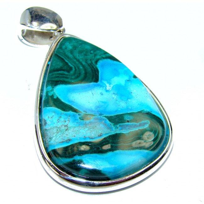 Autehntic Chrysocolla .925 Sterling Silver handcrafted Pendant