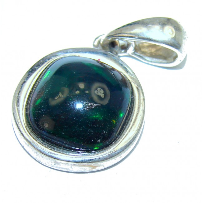 Perfection 6.5CTW Authentic Black Opal .925 Sterling Silver handmade Pendant