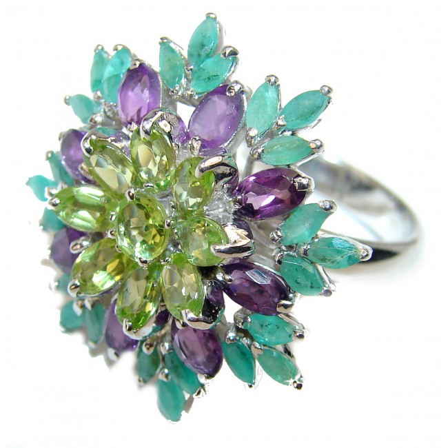 Spectacular Authentic genuine Peridot .925 Sterling Silver handcrafted Ring size 8 1/2