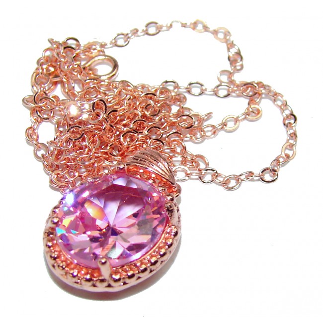 Oval cut Pink Topaz .925 Sterling Silver handcrafted necklace