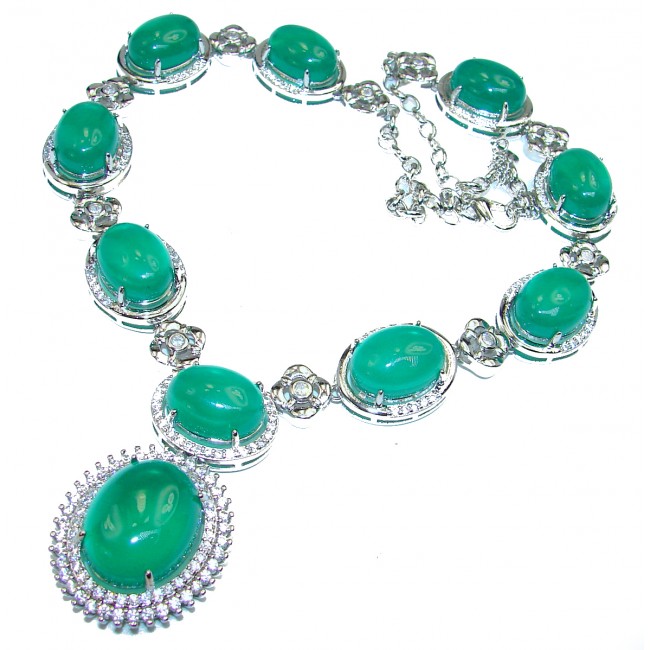 Natalie Huge authentic Jade .925 Sterling Silver handcrafted necklace