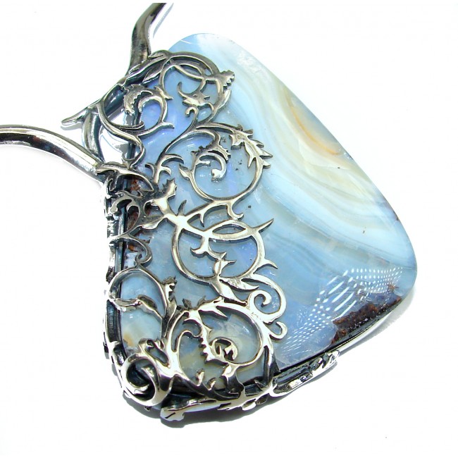 Incredible Australian Boulder Opal .925 Sterling Silver brilliantly handcrafted necklace