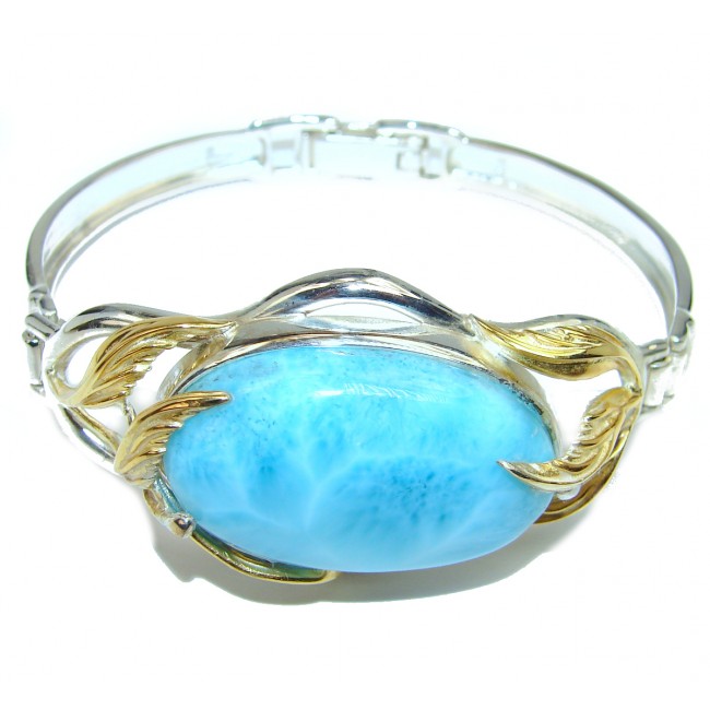 A Piece of Paradise Best quality Caribbean Blue Larimar 18K Gold over .925 Sterling Silver handcrafted Bracelet