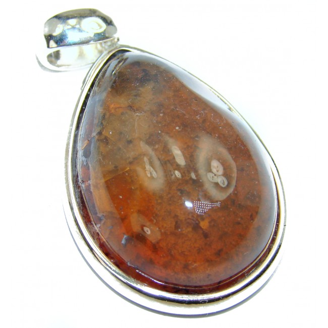 Natural 48.6 carat Mexican Fire Opal .925 Sterling Silver handmade Pendant