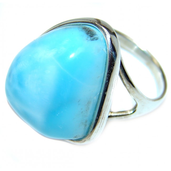 Natural Larimar .925 Sterling Silver handcrafted Ring s. 8 3/4