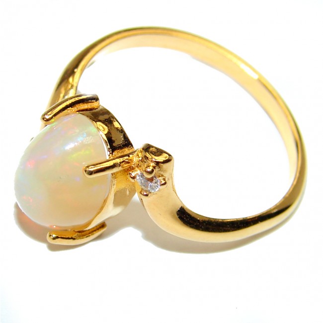 COSMIC WHIRLPOOL Genuine Ethiopian Opal 18K Gold over .925 Sterling Silver handmade HUGE Ring size 8