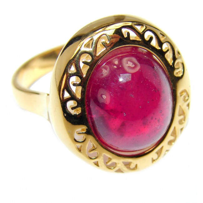 Passionate Muse Red Ruby 18K Gold over .925 Sterling Silver handmade Cocktail Ring s. 7