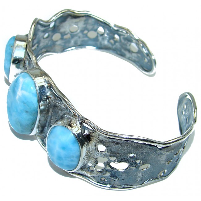 Perfect Harmony Blue Larimar .925 Sterling Silver handcrafted Bracelet  Cuff