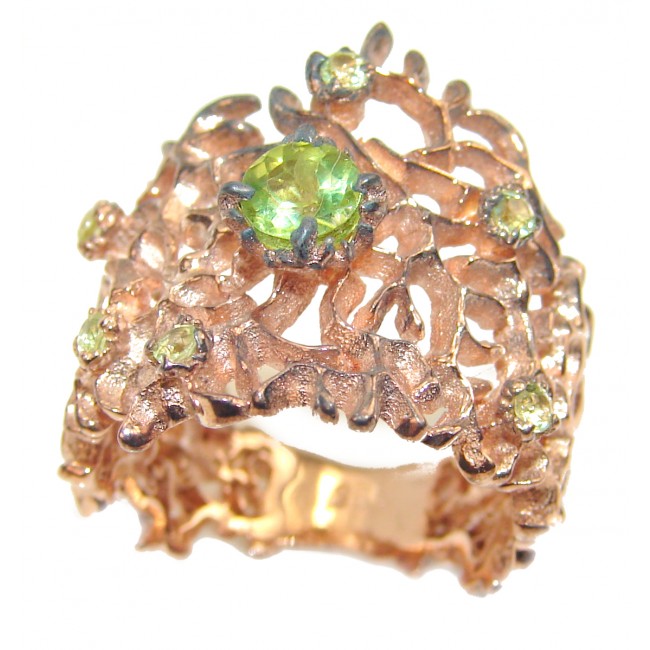 Green Reef Peridot 14K Gold over .925 Sterling Silver Ring size 8
