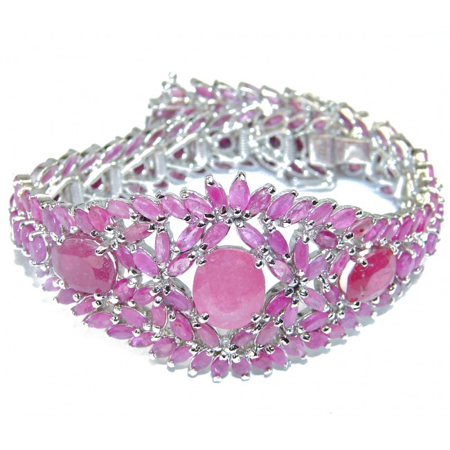 Luxury Authentic Ruby .925 Sterling Silver handmade Large Bracelet