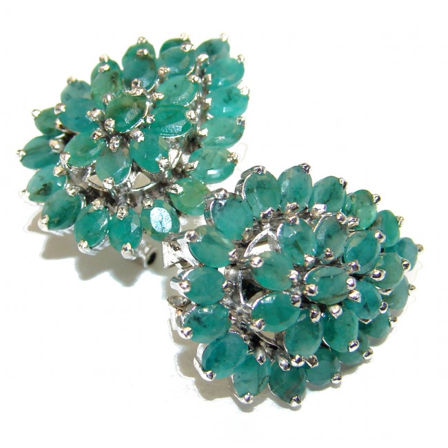 Spectacular Authentic Emerald .925 Sterling Silver handmade earrings