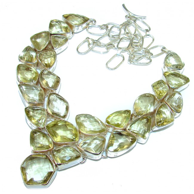 Large Golden Reef authentic Citrine .925 Sterling Silver handcrafted Statement necklace