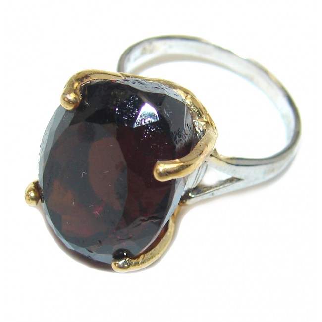 Very Bold Champagne Smoky Topaz 2tones .925 Sterling Silver Ring size 6 3/4