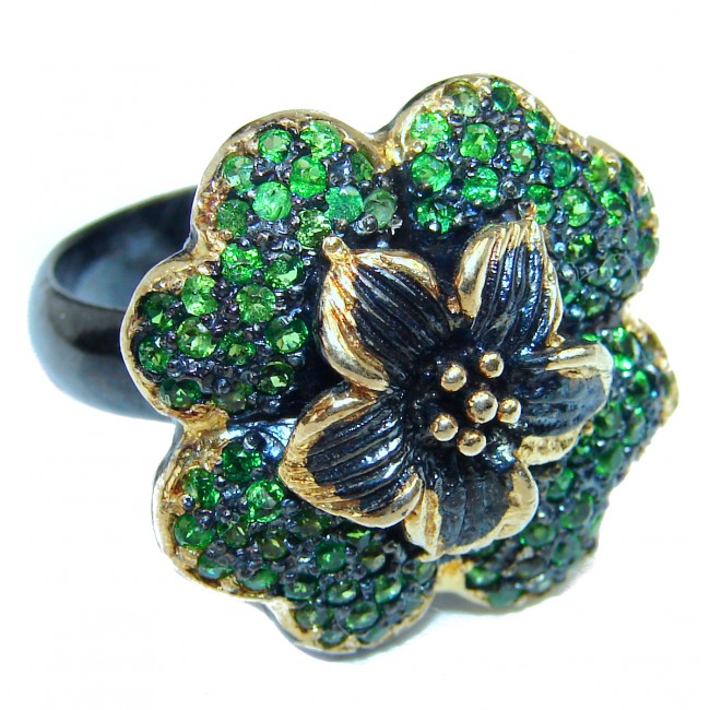 Spectacular Natural Chrome Diopside .925 Sterling Silver handmade Statement ring s. 8 3/4