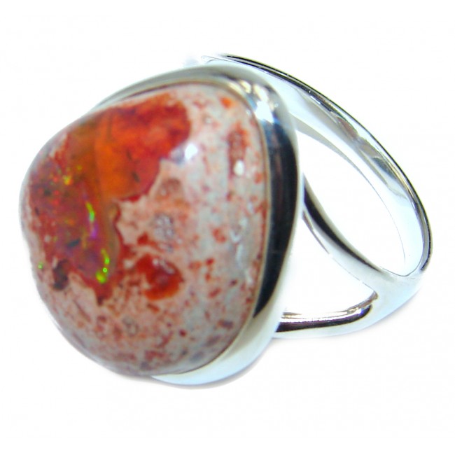 Superior quality Mexican Opal .925 Sterling Silver handcrafted Ring size 9