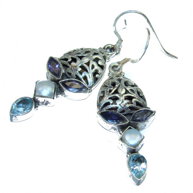 Secret Beauty Purple Iolite .925 Sterling Silver earrings