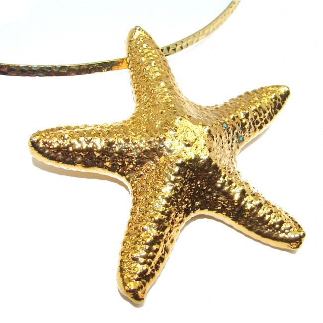 One of the kind Huge Starfish Gold over Sterling Silver necklace