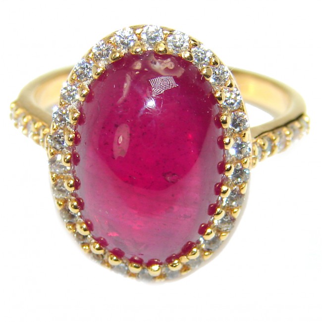 Passionate Love authentic Ruby 18K Gold over .925 Sterling Silver handmade Cocktail Ring s. 8