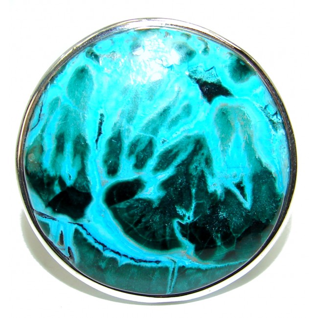 Huge Authentic Chrysocolla .925 Sterling Silver handcrafted ring size 9