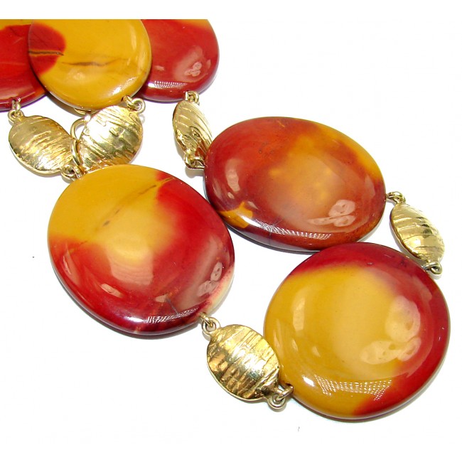 Genuine Australian Mookaite Gold plated over Sterling Silver handmade Huge necklace