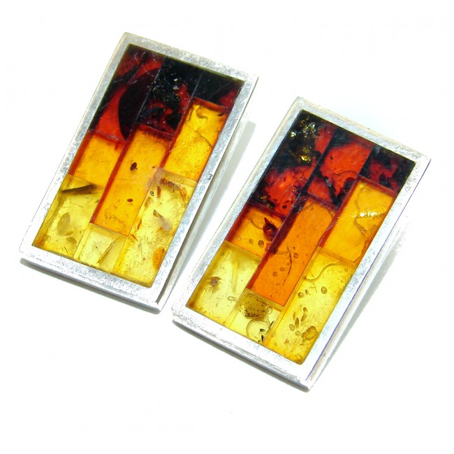 Excellent Quality Baltic Amber Clip on Sterling Silver handmade earrings