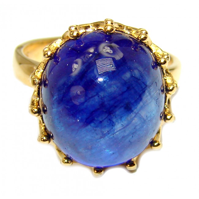 Royal quality unique Sapphire 18K Gold over .925 Sterling Silver handcrafted Ring size 6 1/2