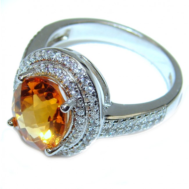 Vintage Style oval cut 9.5 carat Citrine .925 Sterling Silver handmade Ring s. 7