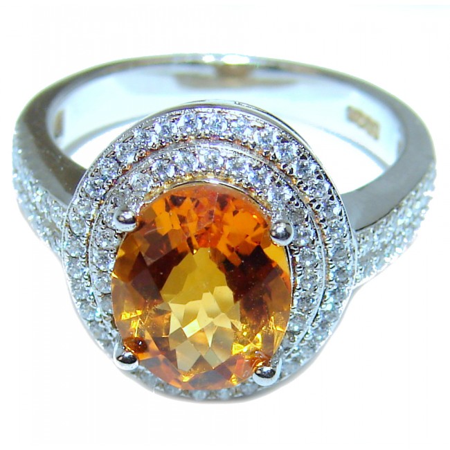 Vintage Style oval cut 9.5 carat Citrine .925 Sterling Silver handmade Ring s. 7