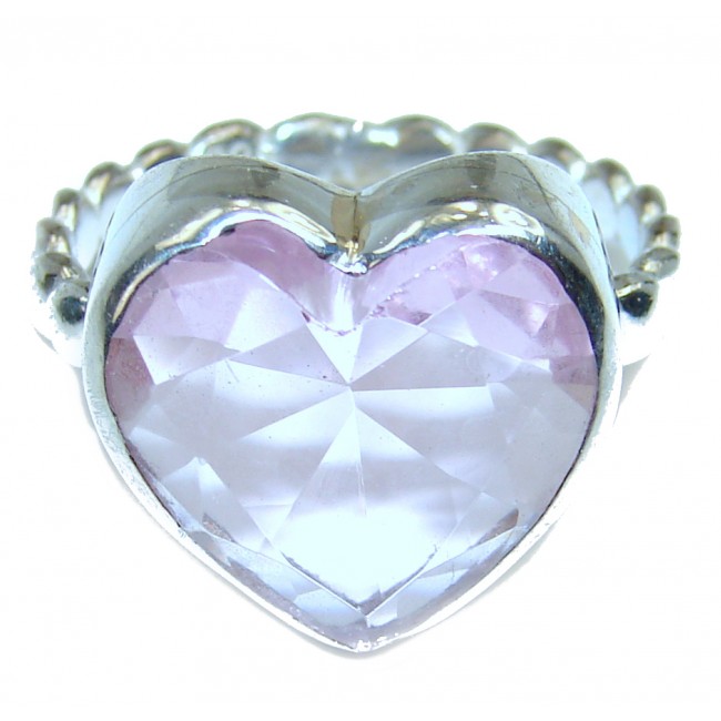 Sweet Heart Pink Topaz .925 Silver handcrafted Ring s. 7