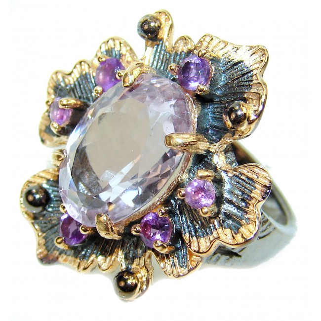 Purple Beauty Amethyst black rhodium over .925 Sterling Silver Ring size 6