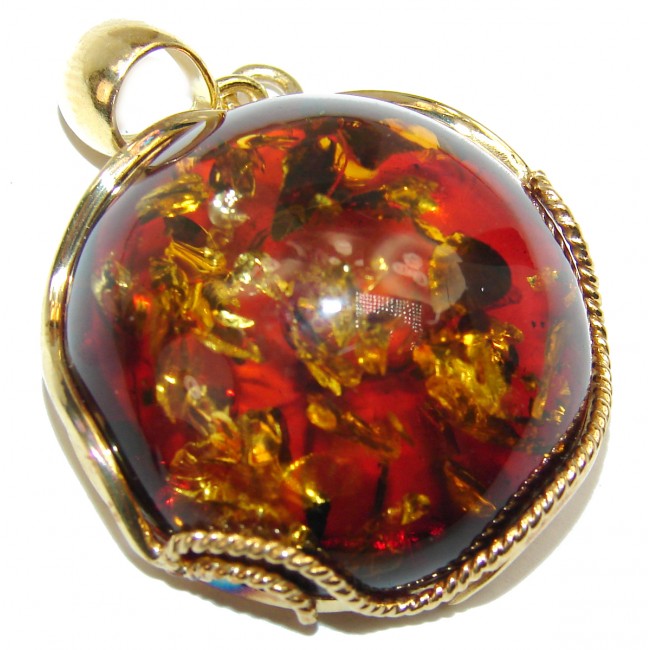 Vintage Design Genuine Polish Amber .925 Sterling Silver handmade pendant