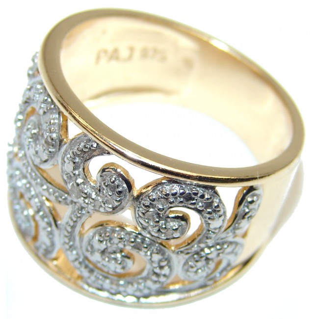 Fancy 2 tones .925 Sterling Silver Bali handmade ring size 8