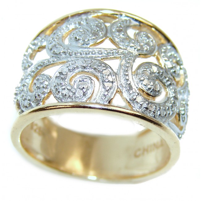 Fancy 2 tones .925 Sterling Silver Bali handmade ring size 8