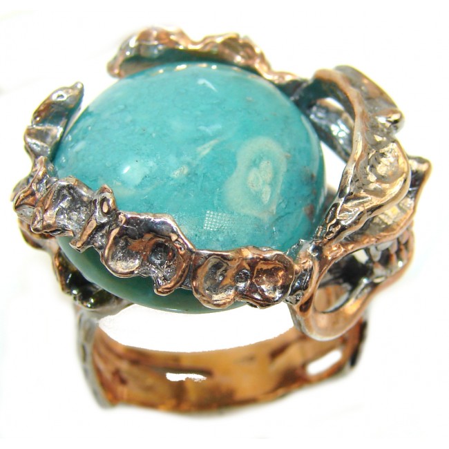 Golden Skull Authentic Turquoise black rhodium over .925 Sterling Silver ring; s. 8 1/4