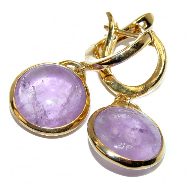 Luxury Authentic Amethyst 18K Gold over .925 Sterling Silver handmade earrings
